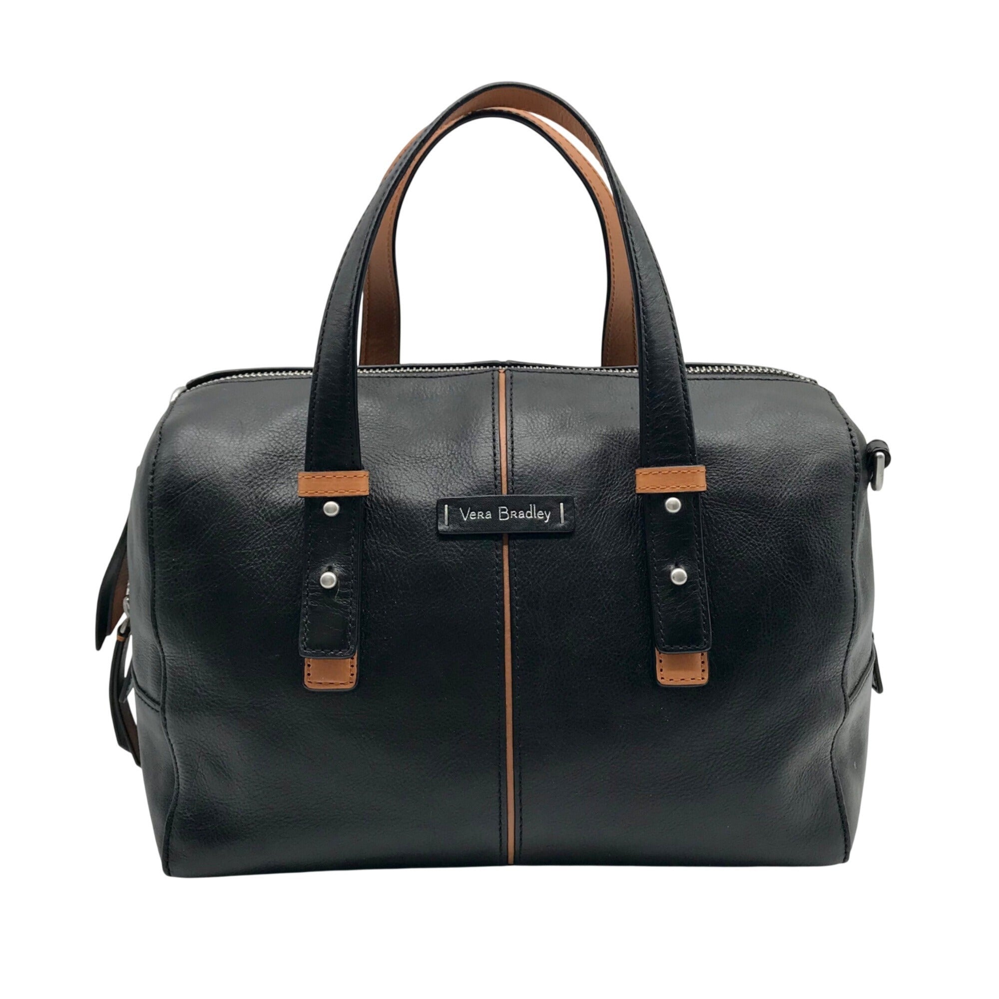 Vera Bradley Black Leather Gallatin Satchel Bag
