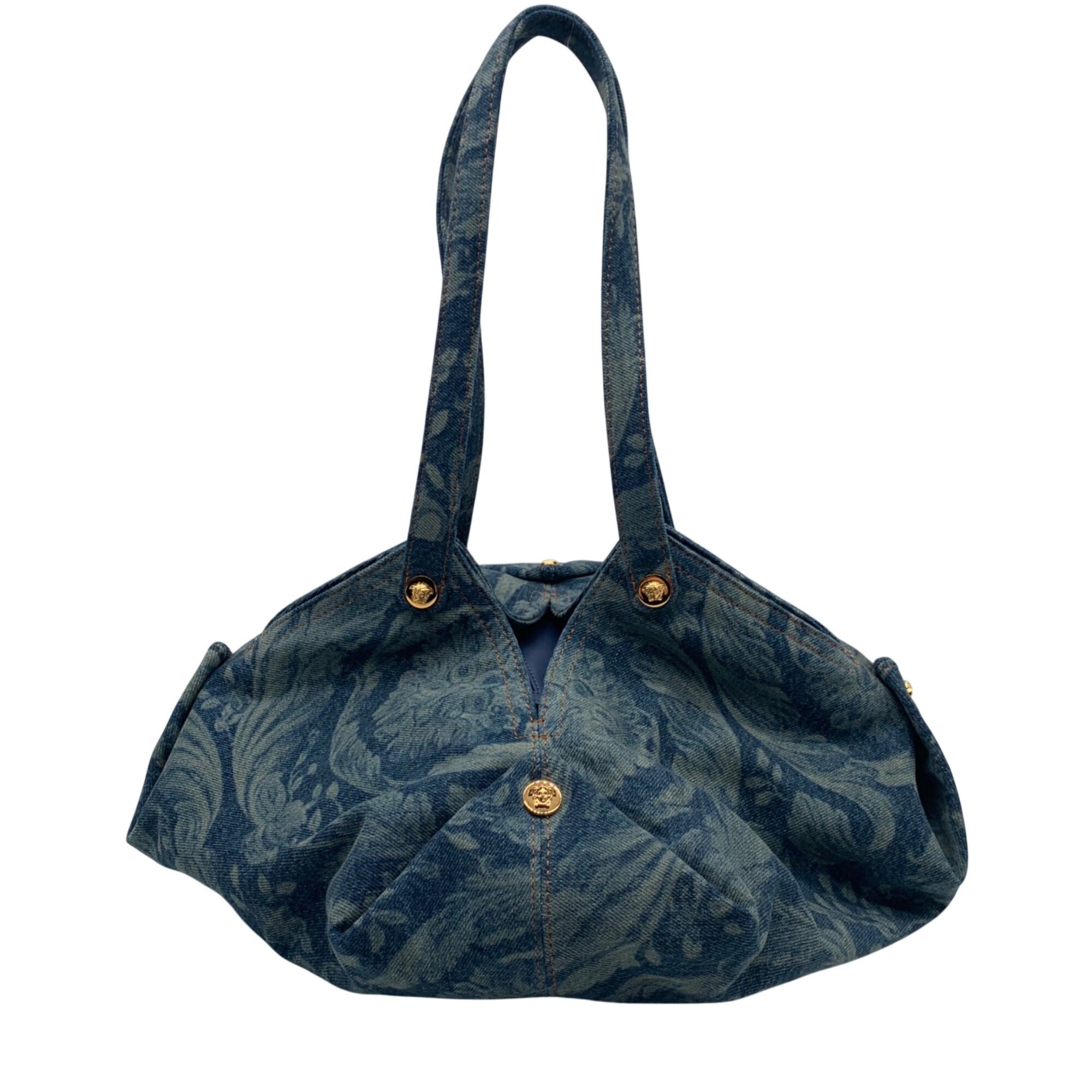 Versace Blue Denim Protea Tote Bag