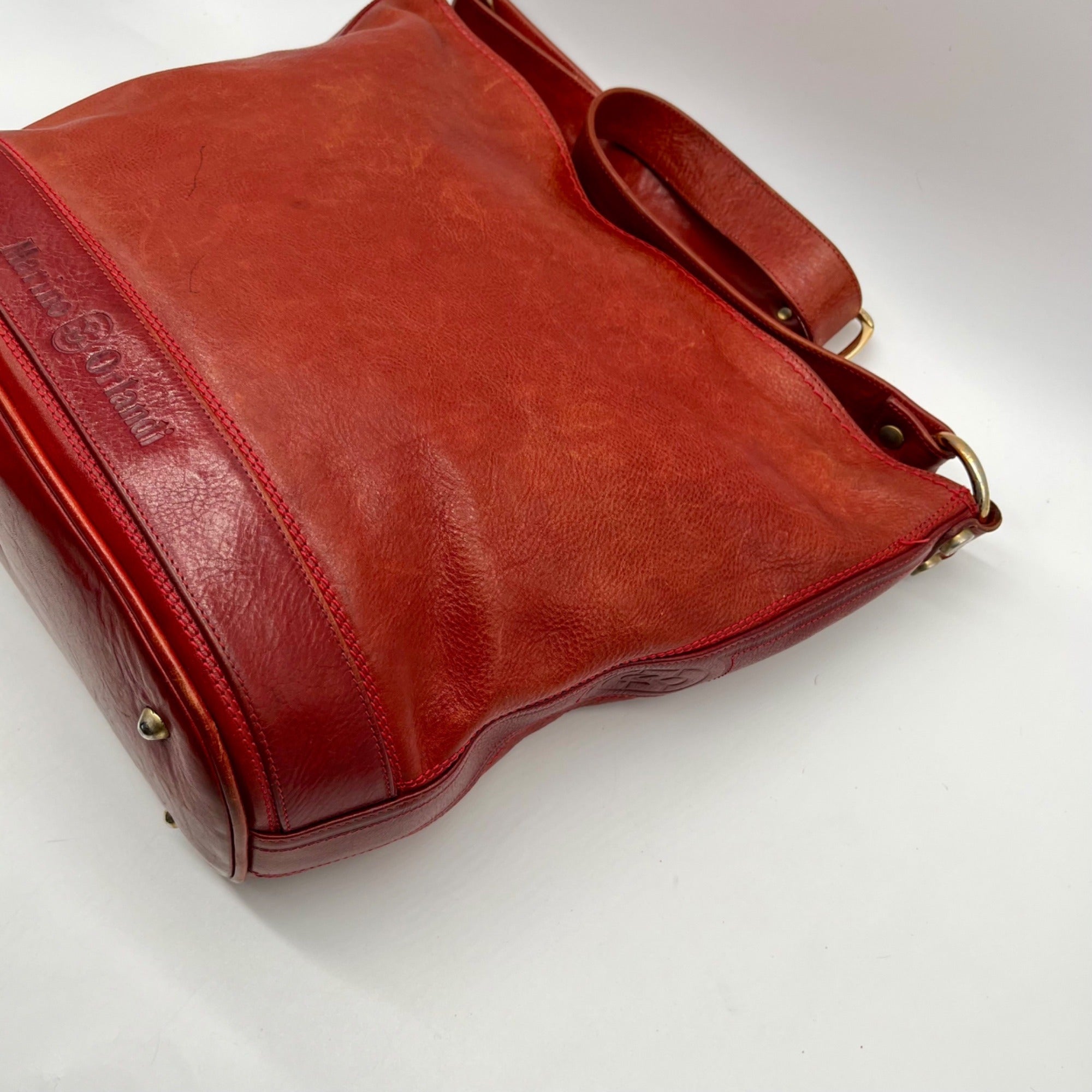 Marino Orlandi Genuine Red Leather Crossbody Bag