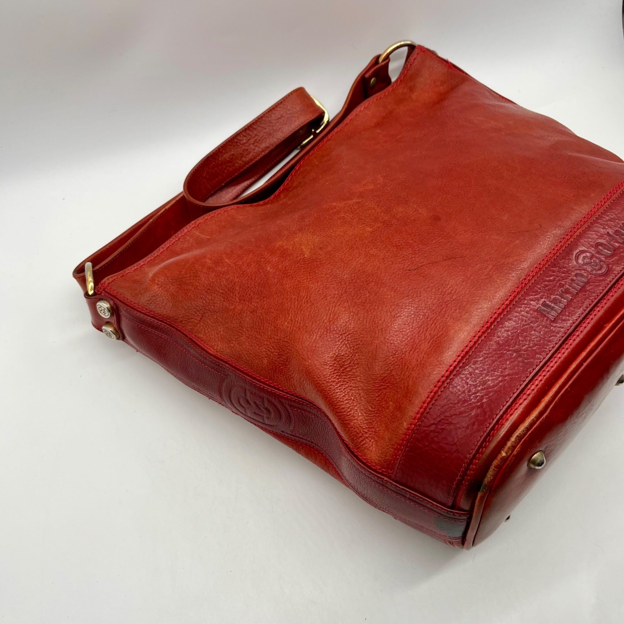 Marino Orlandi Genuine Red Leather Crossbody Bag