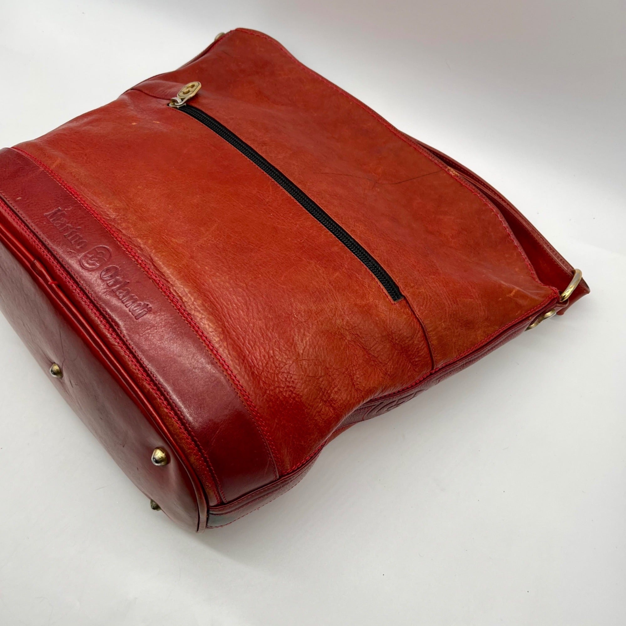 Marino Orlandi Genuine Red Leather Crossbody Bag