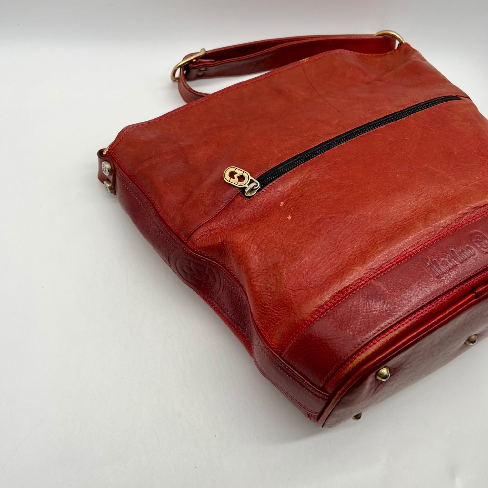 Marino Orlandi Genuine Red Leather Crossbody Bag