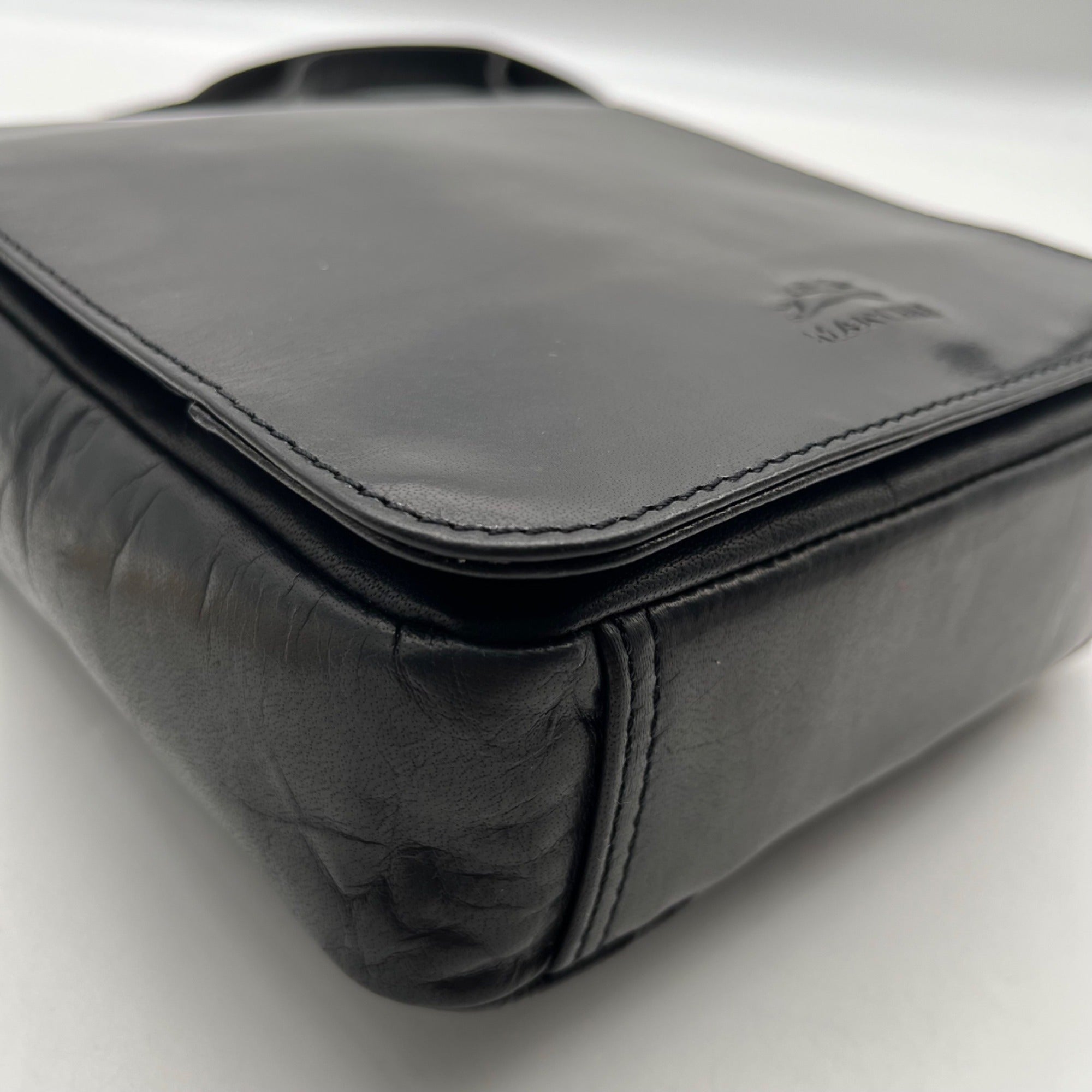 Mancini Black Leather Crossbody Bag
