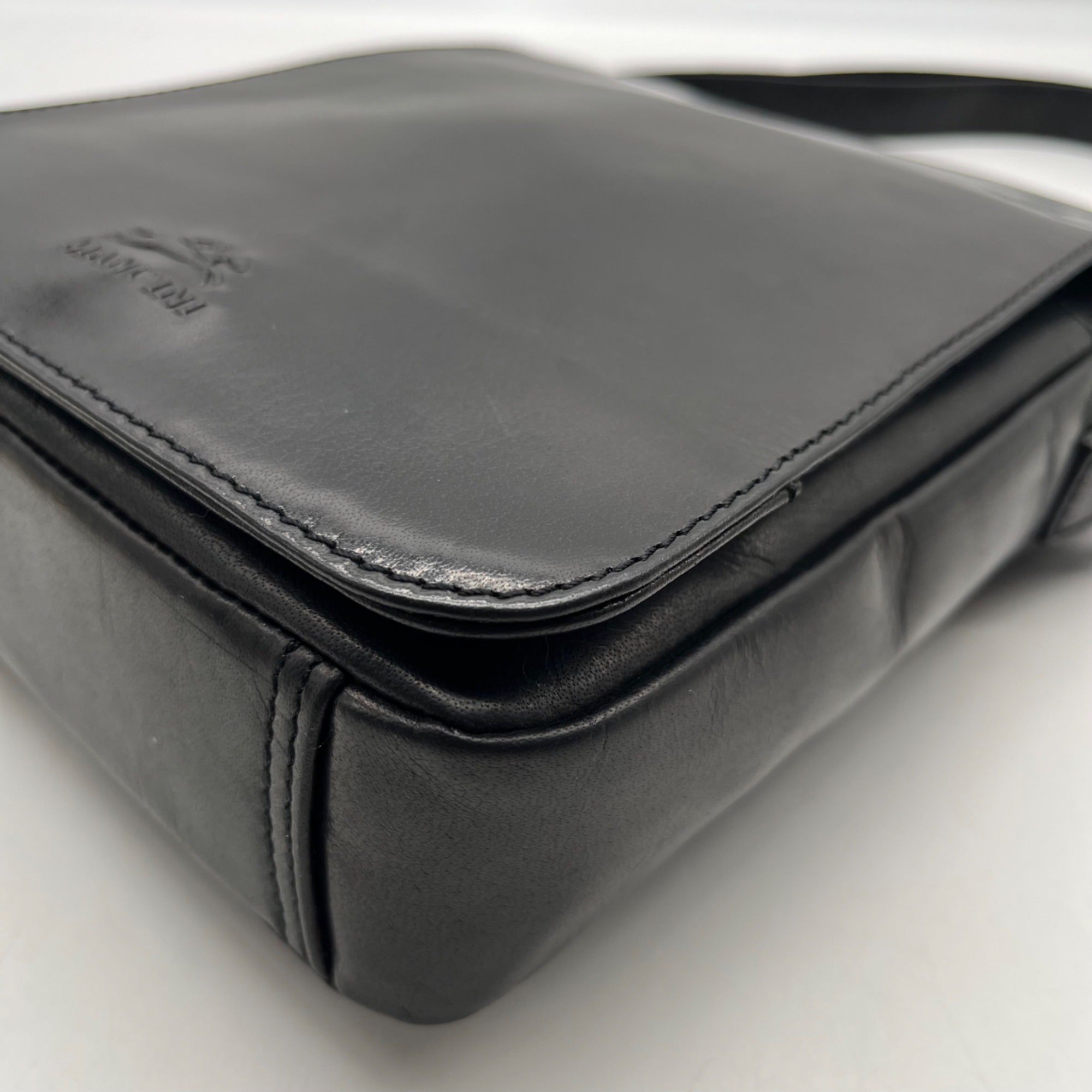 Mancini Black Leather Crossbody Bag