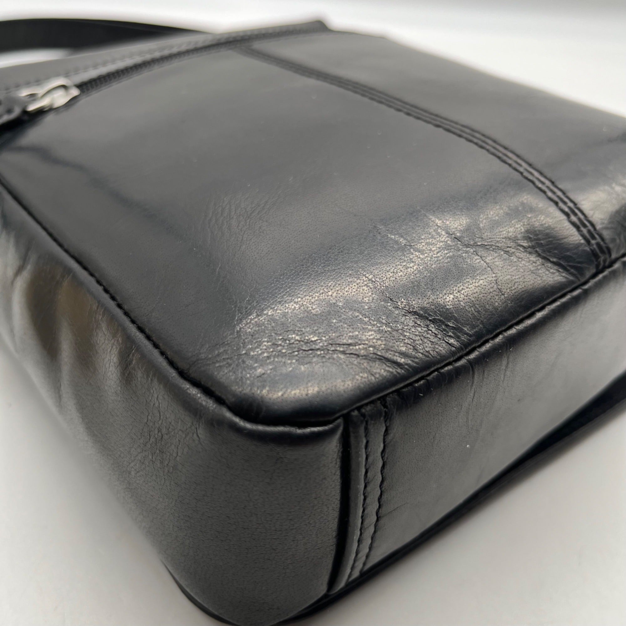 Mancini Black Leather Crossbody Bag