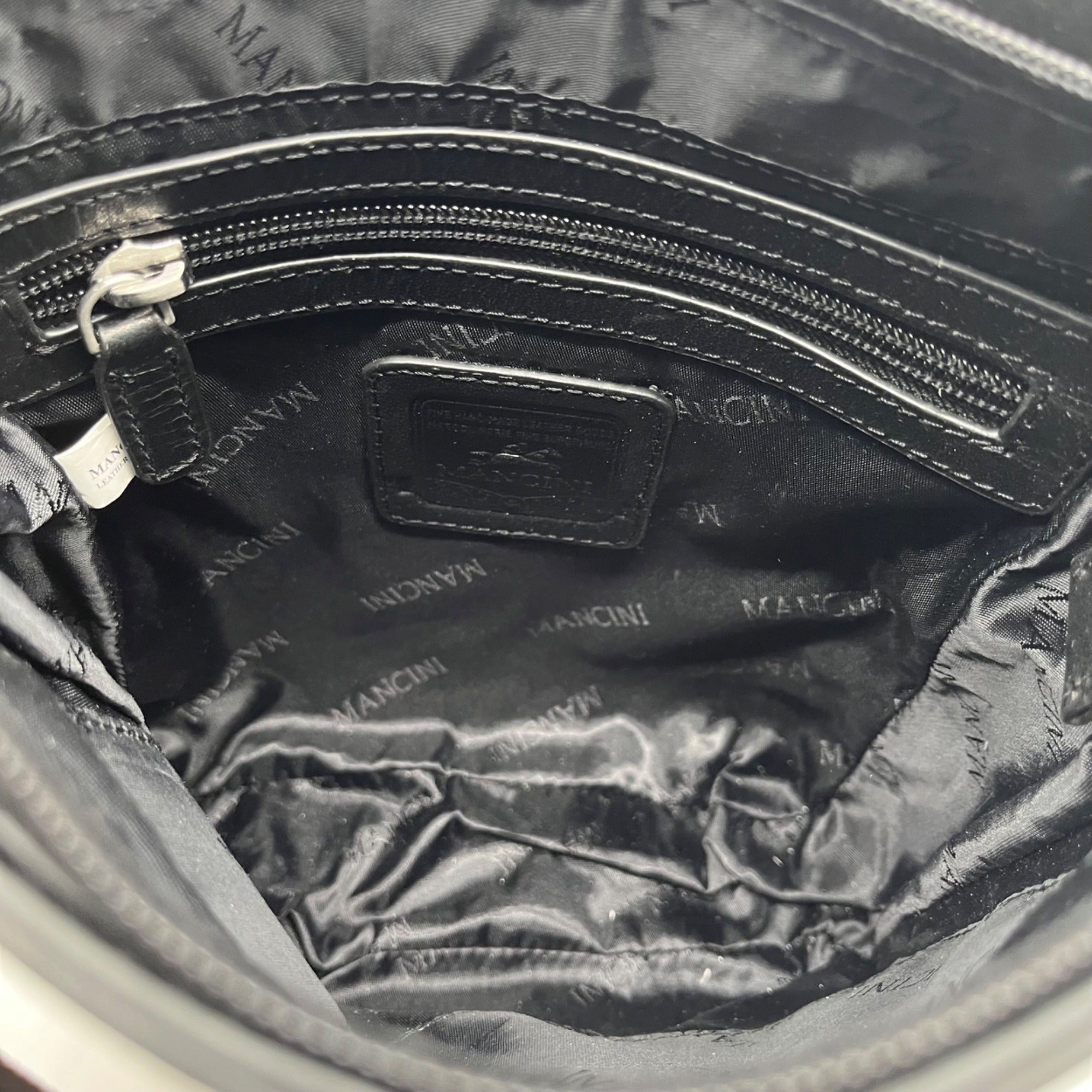 Mancini Black Leather Crossbody Bag