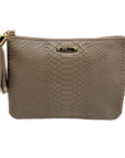 Gigi New York Grey All-In-One Python-Embossed Leather Clutch