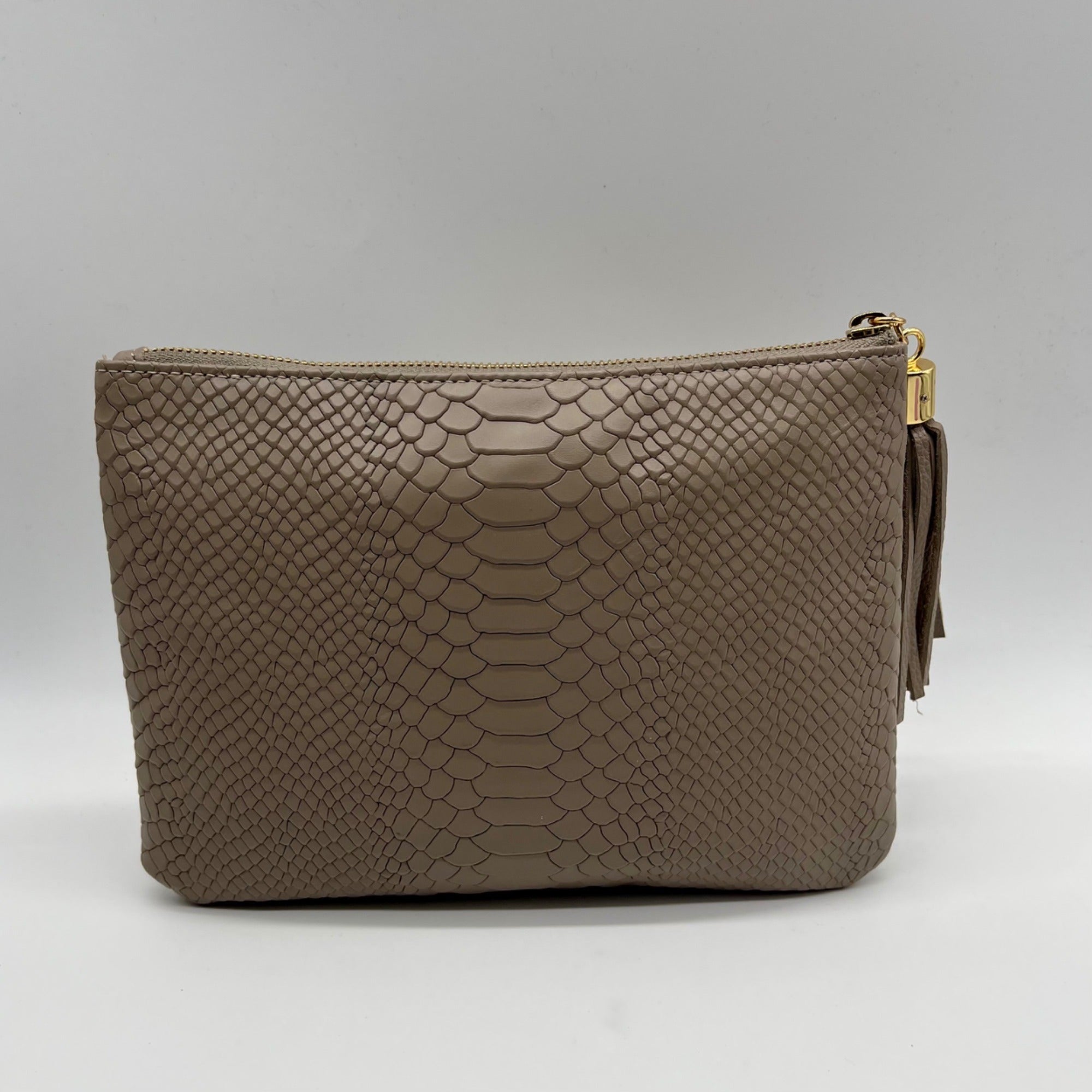 Gigi New York Grey All-In-One Python-Embossed Leather Clutch