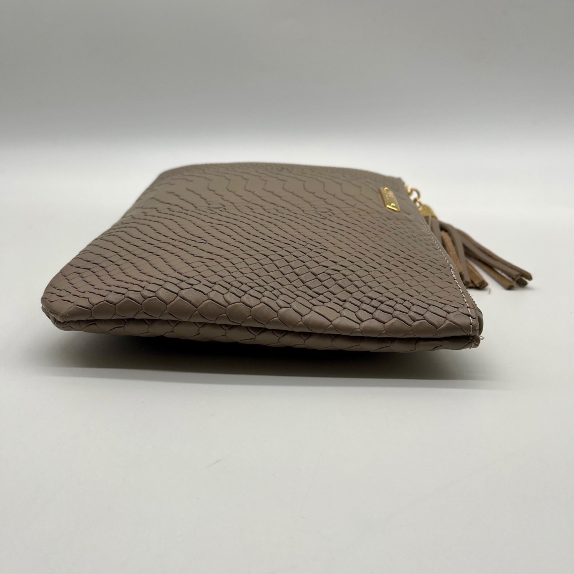 Gigi New York Grey All-In-One Python-Embossed Leather Clutch