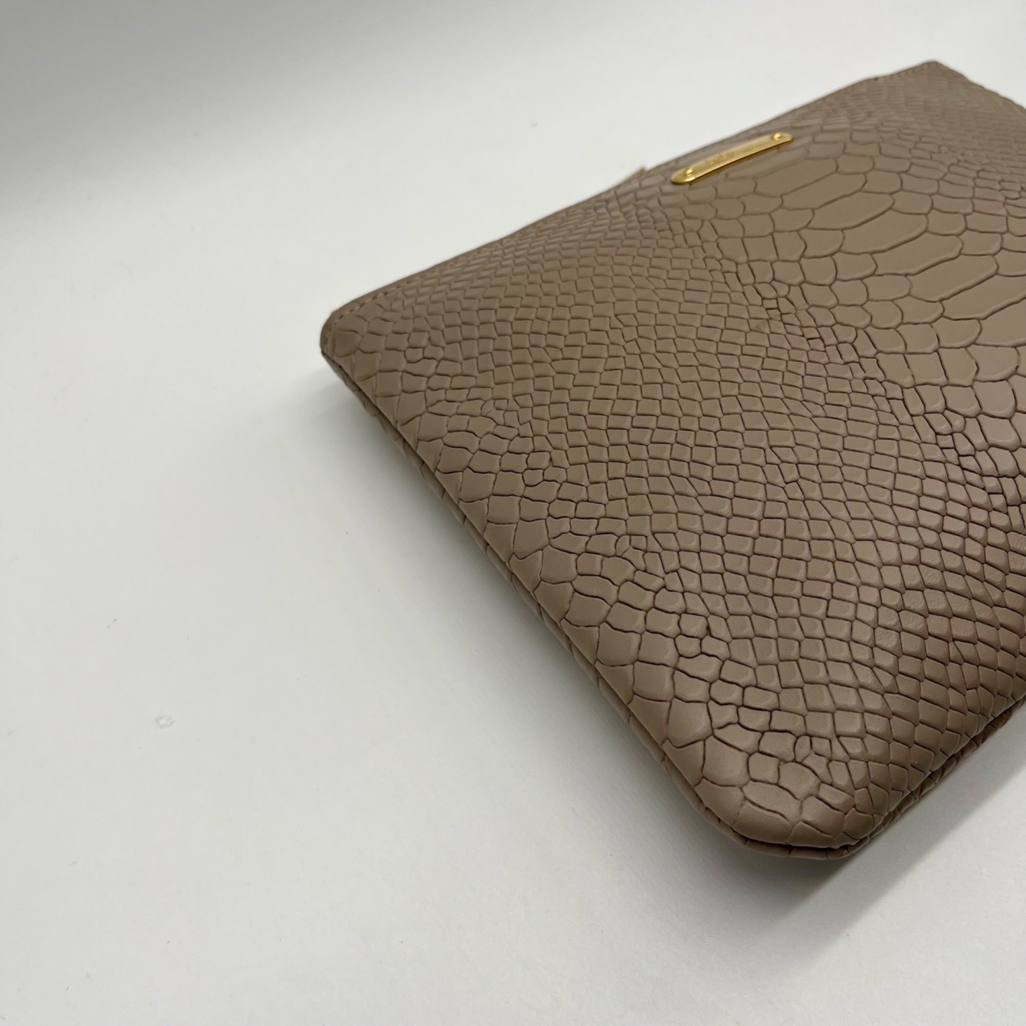 Gigi New York Grey All-In-One Python-Embossed Leather Clutch