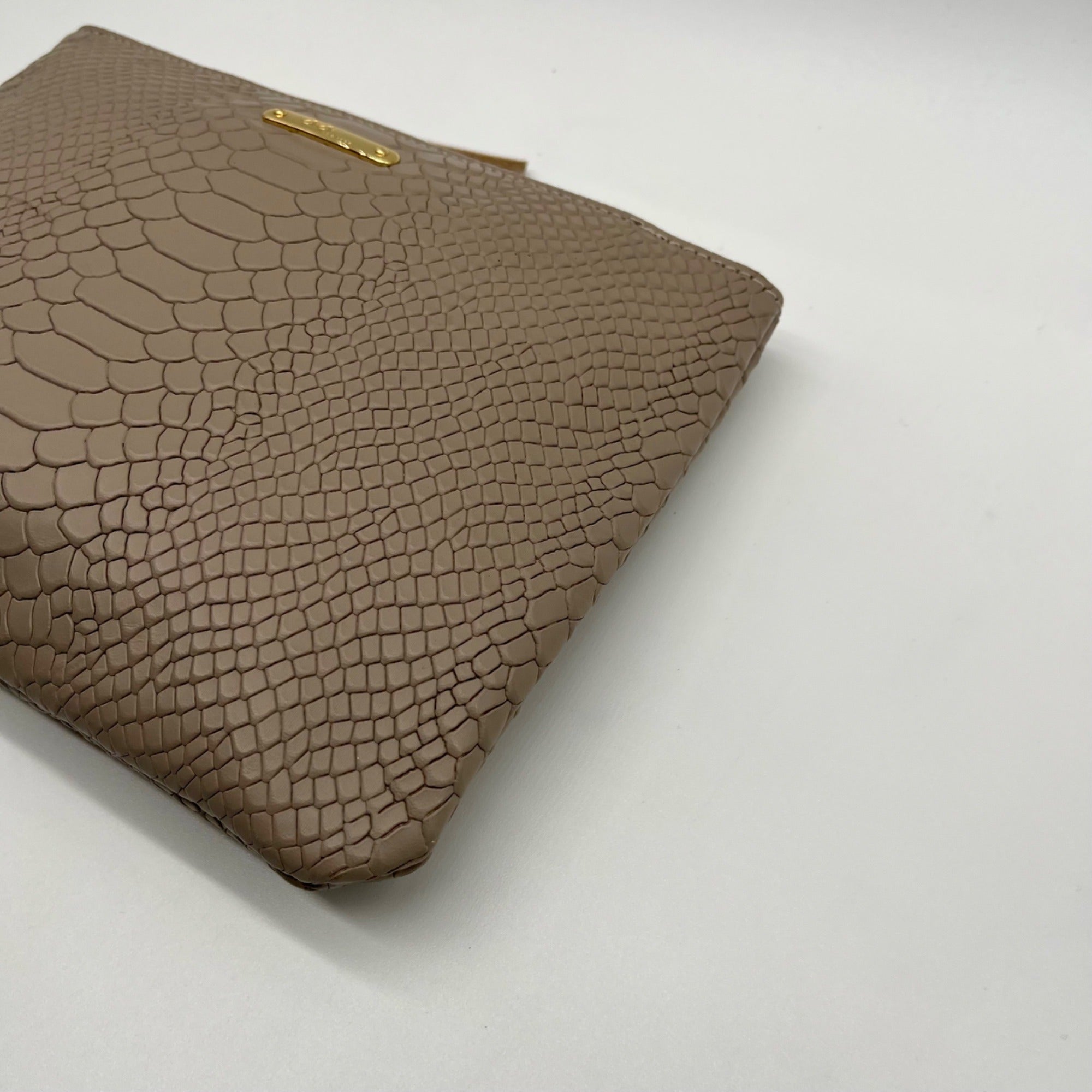 Gigi New York Grey All-In-One Python-Embossed Leather Clutch