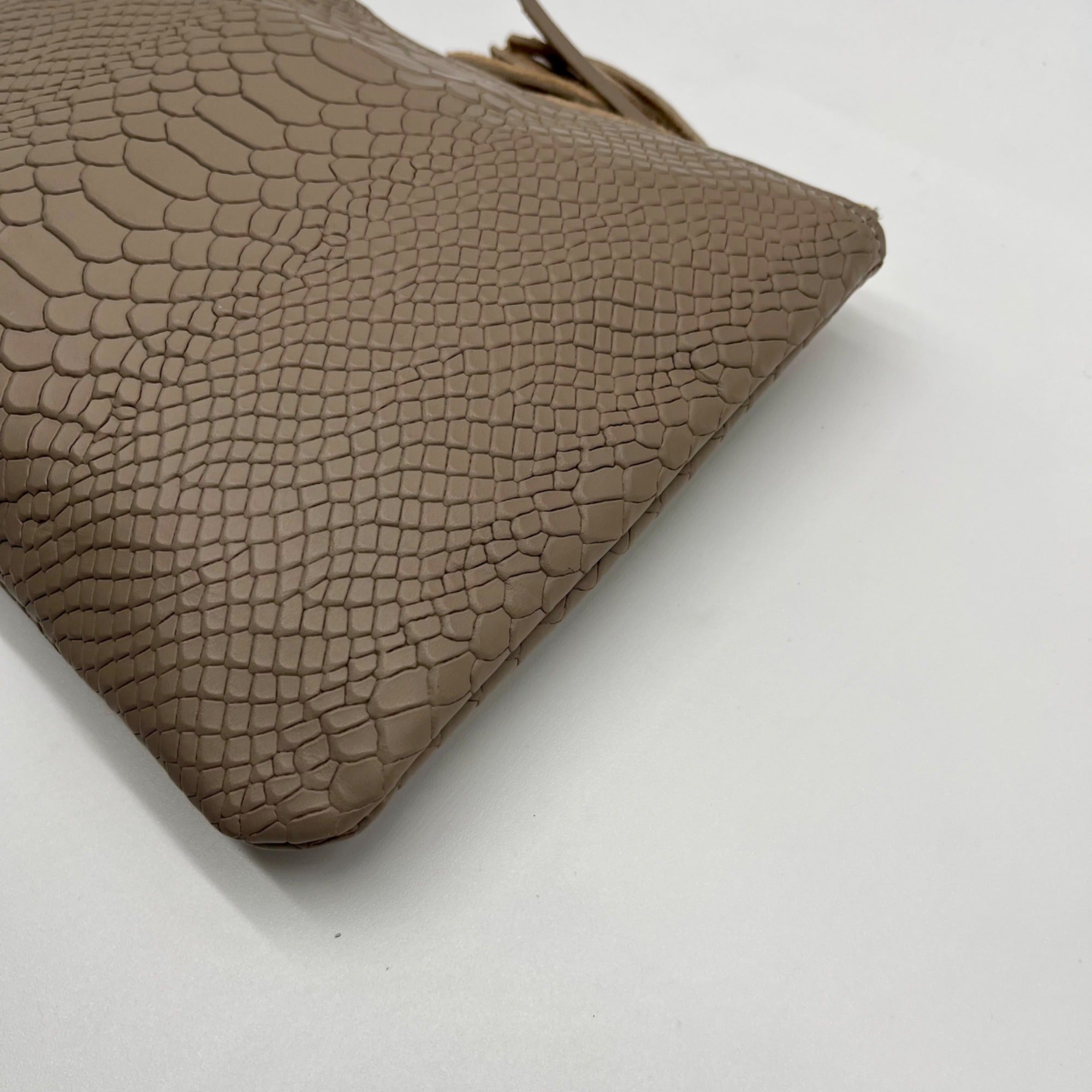 Gigi New York Grey All-In-One Python-Embossed Leather Clutch