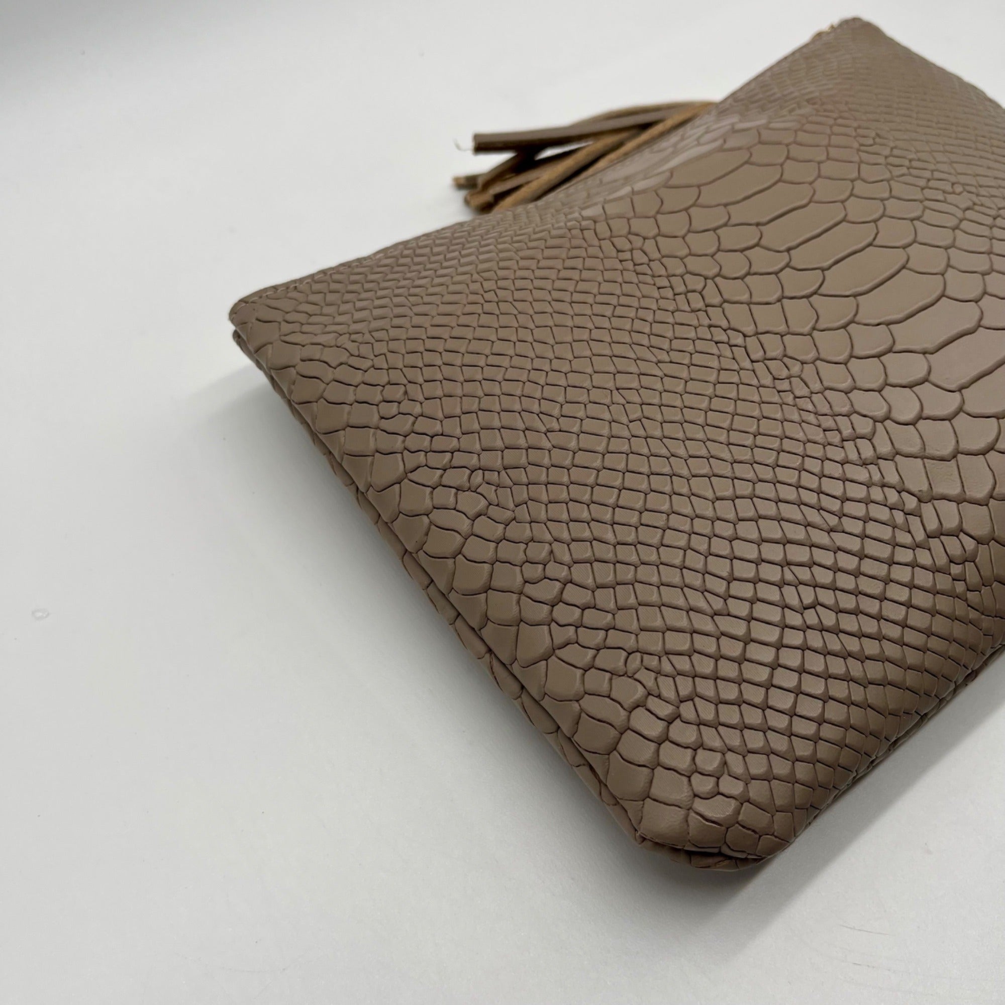 Gigi New York Grey All-In-One Python-Embossed Leather Clutch