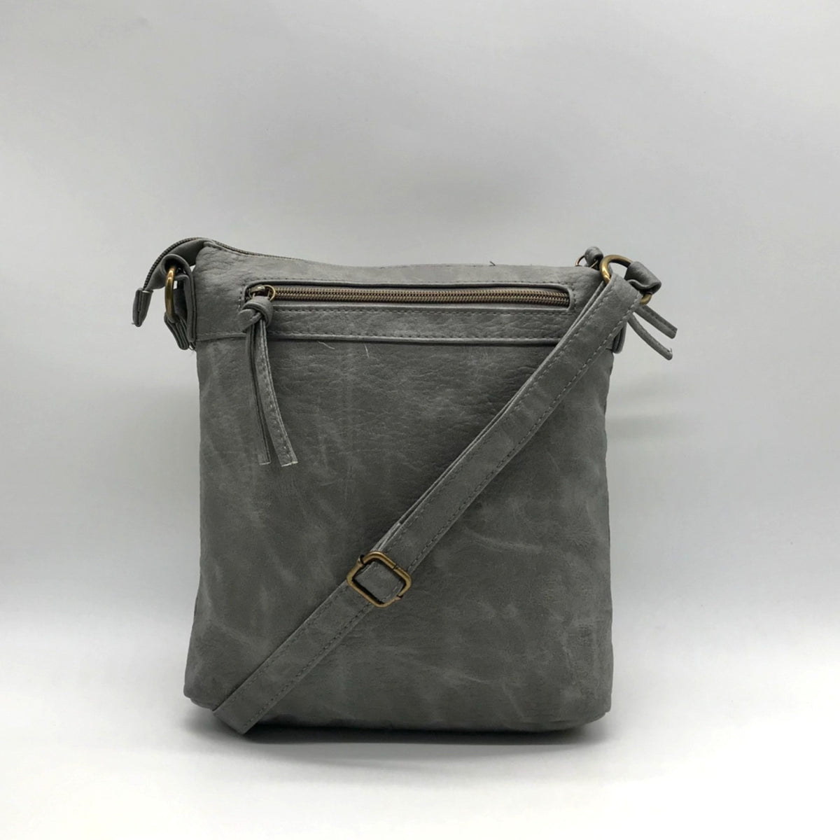 Stone Mountain Grey Faux Leather Crossbody Bag
