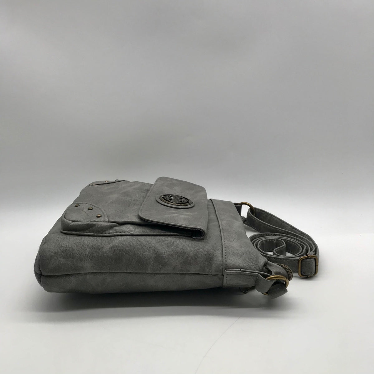 Stone Mountain Grey Faux Leather Crossbody Bag