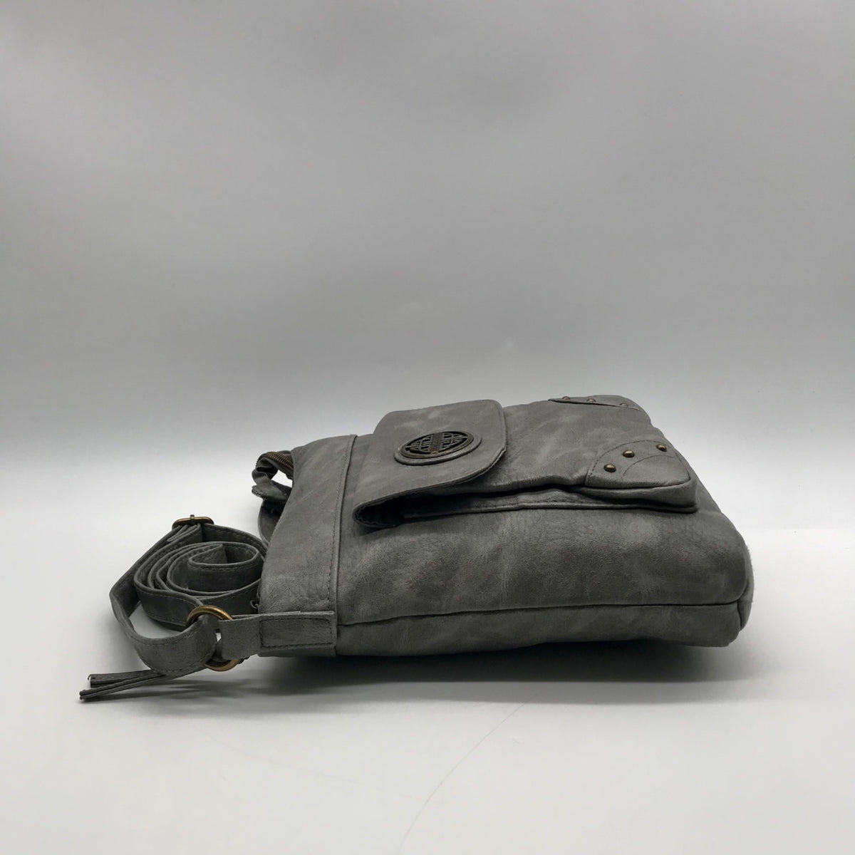 Stone Mountain Grey Faux Leather Crossbody Bag