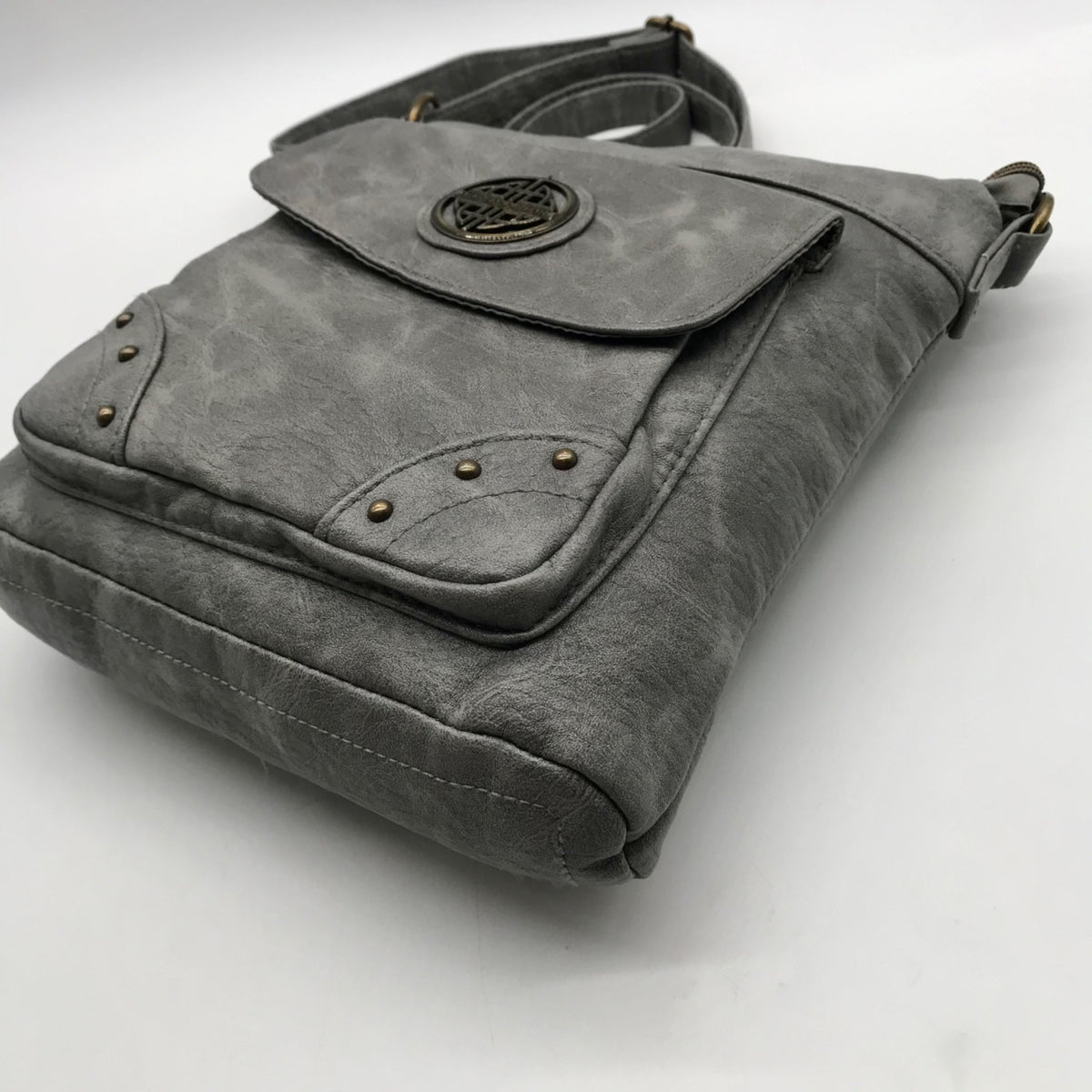 Stone Mountain Grey Faux Leather Crossbody Bag
