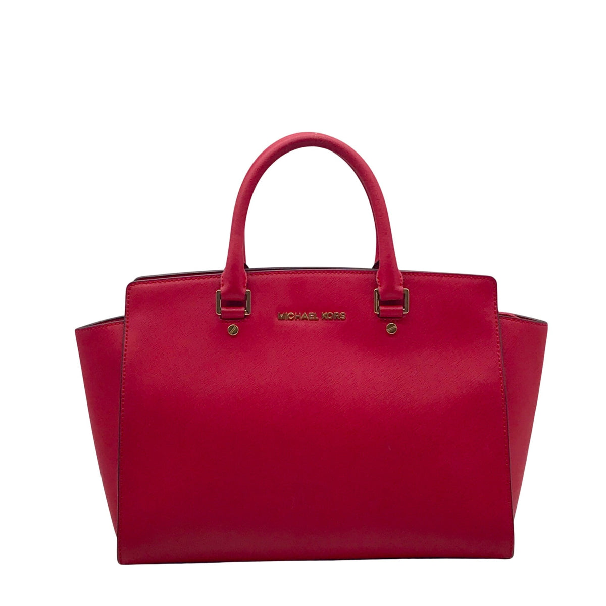 Vibrant Red Michael Kors Leather Structured Satchel Bag