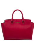 Vibrant Red Michael Kors Leather Structured Satchel Bag