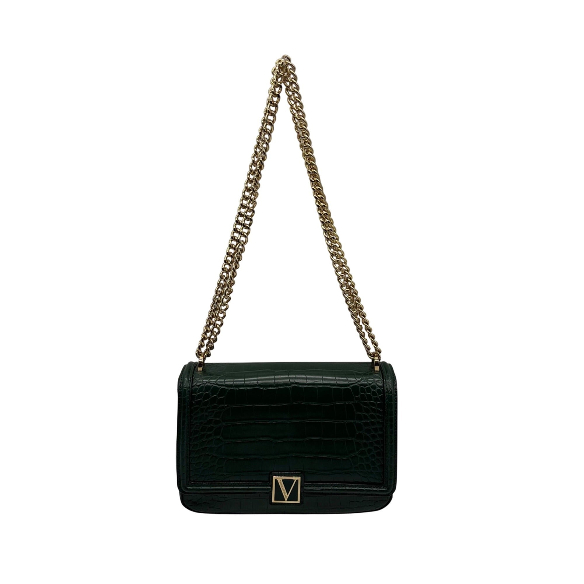 Victoria's Secret Dark Green Faux Leather Shoulder Bag With Wallet