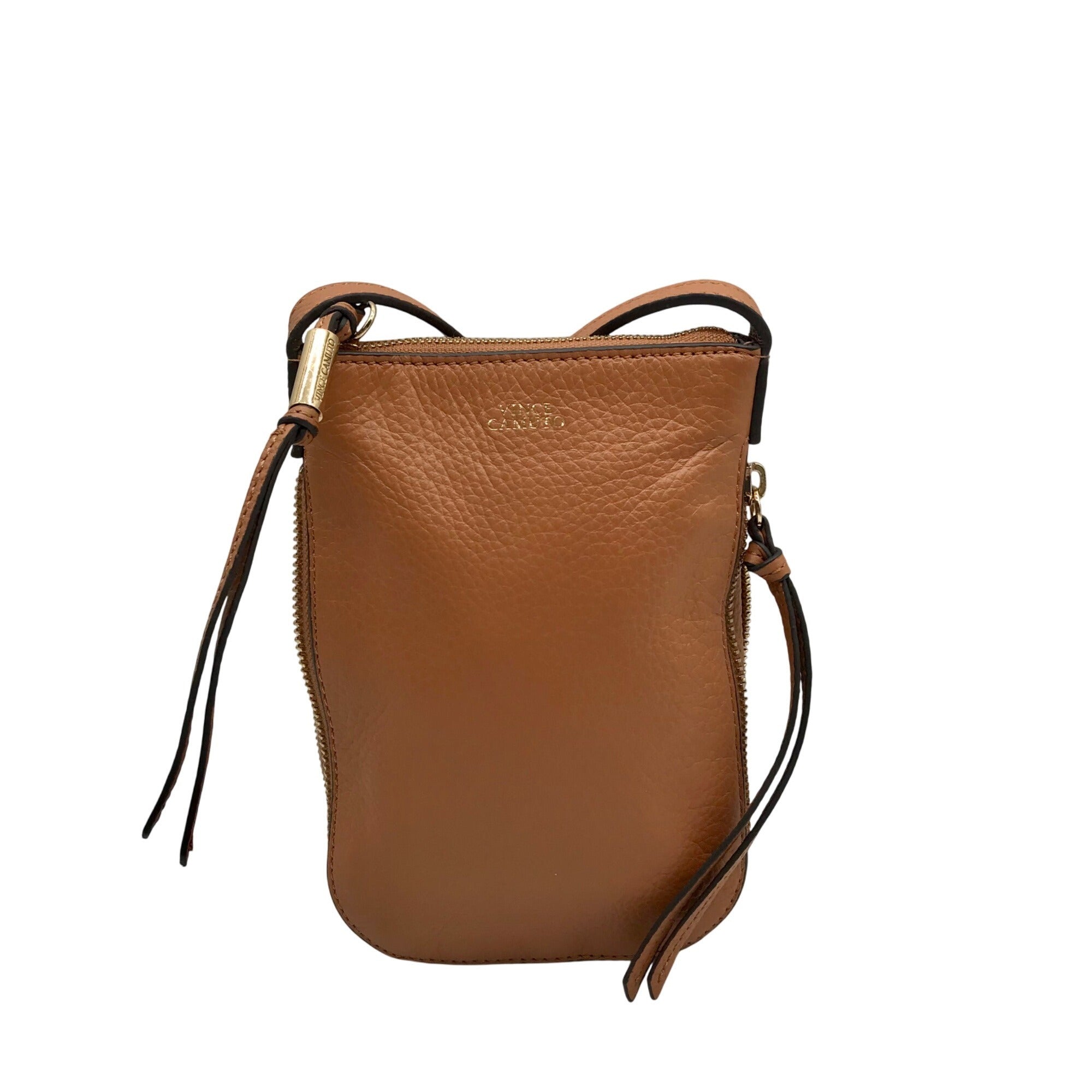 Vince Camuto Brown Pebbled Leather Kenzy Crossbody Bag
