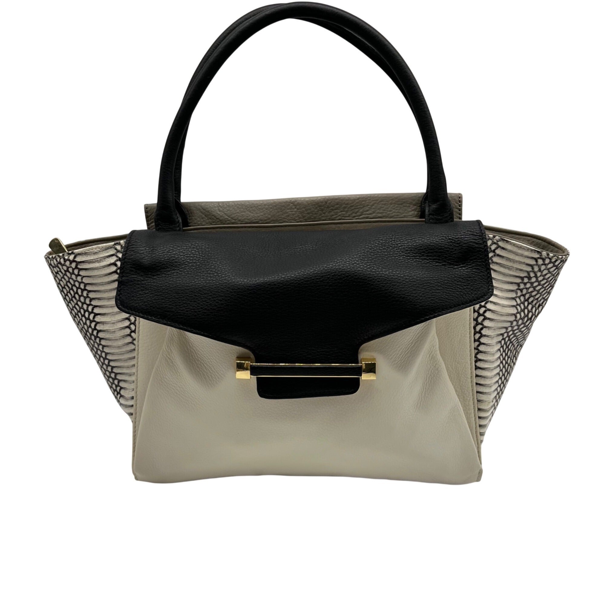 Vince Camuto Julia Cream &amp; Grey Satchel Bag