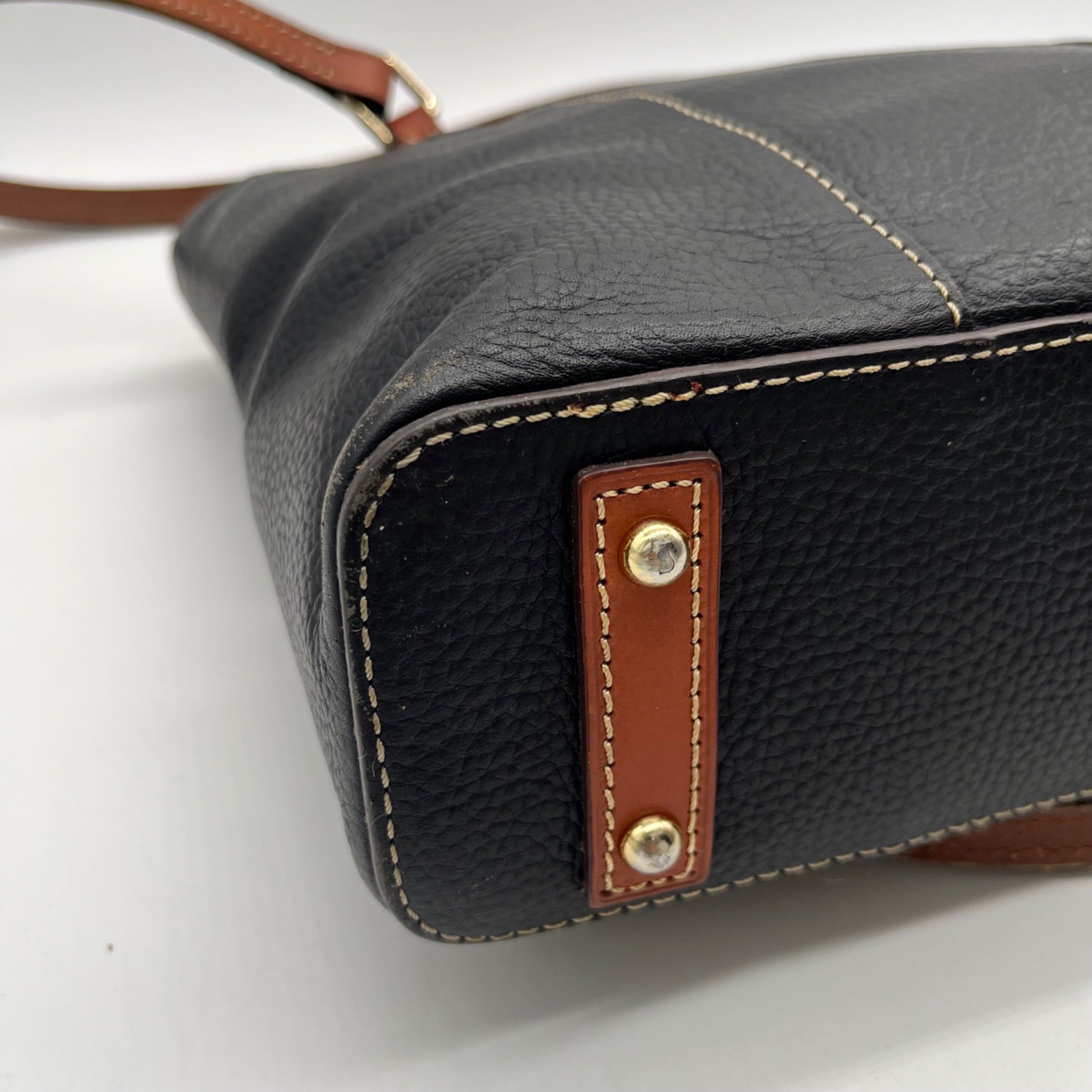 Dooney &amp; Bourke Black Pebbled Leather Lexington Tote Bag