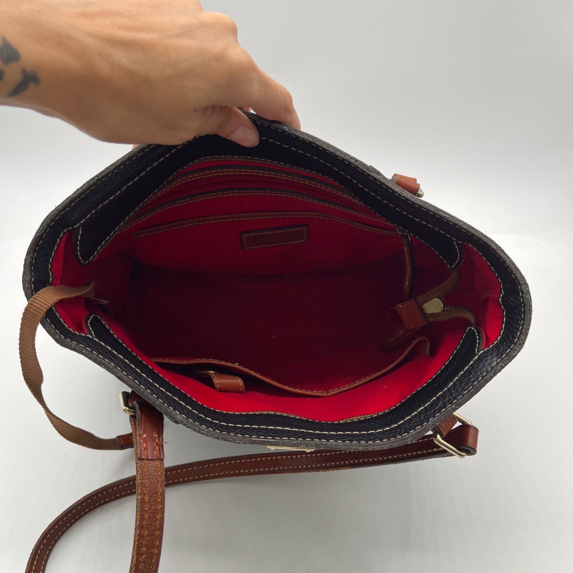 Dooney &amp; Bourke Black Pebbled Leather Lexington Tote Bag