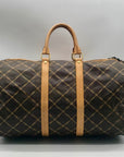 Hunting World Brown Geometric Print Coated Canvas Duffel Bag