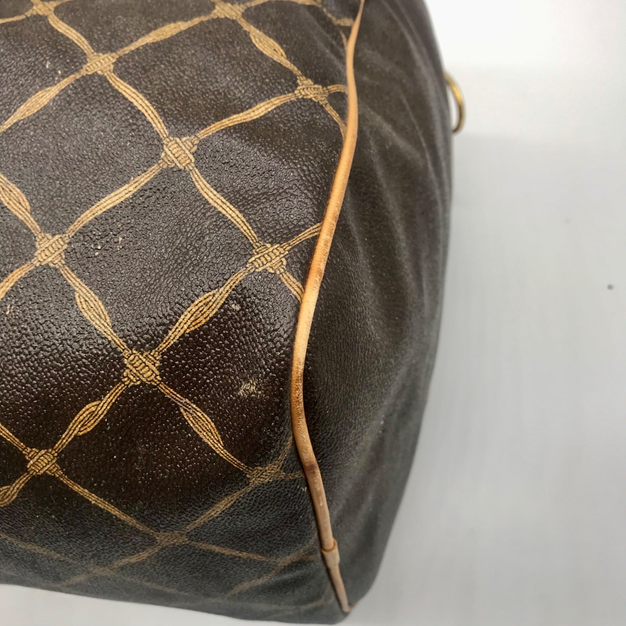 Hunting World Brown Geometric Print Coated Canvas Duffel Bag