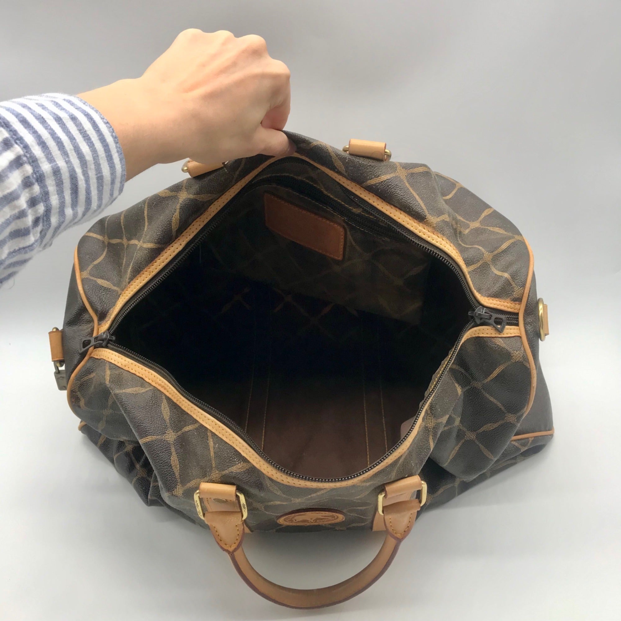 Hunting World Brown Geometric Print Coated Canvas Duffel Bag