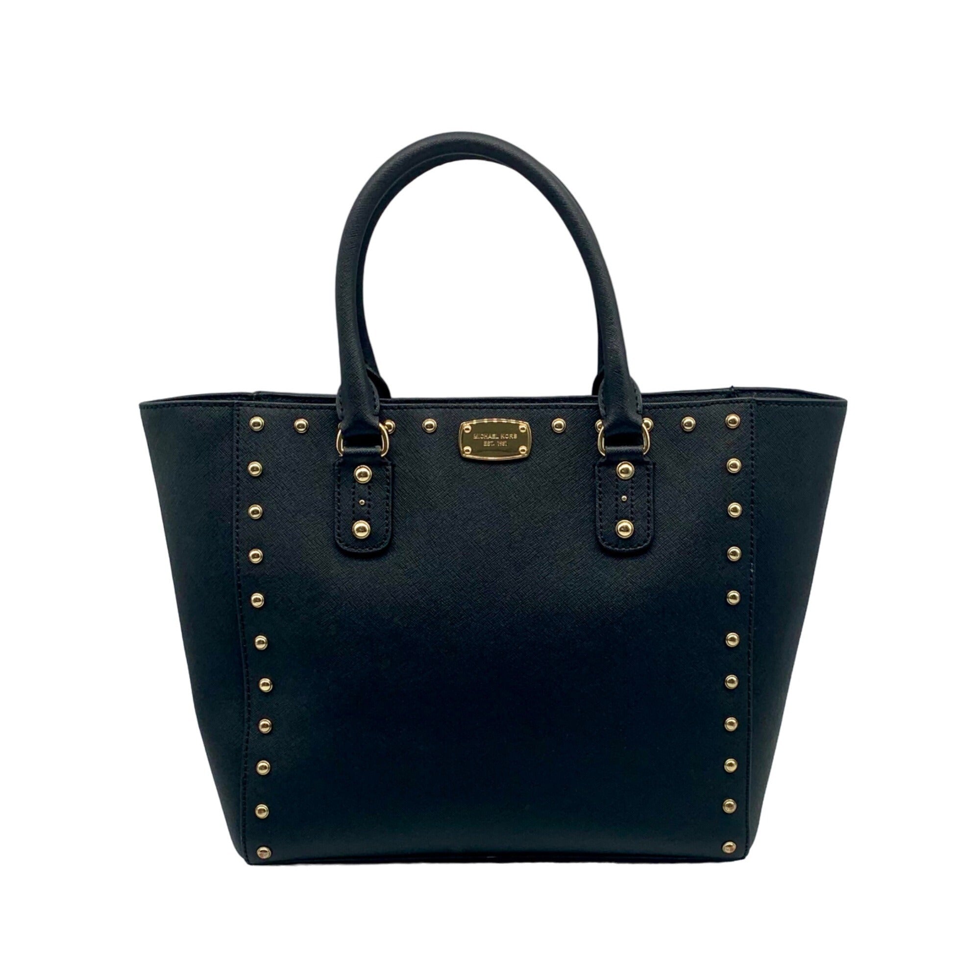 Michael Kors Black Saffiano Leather Studded Sandrine Tote