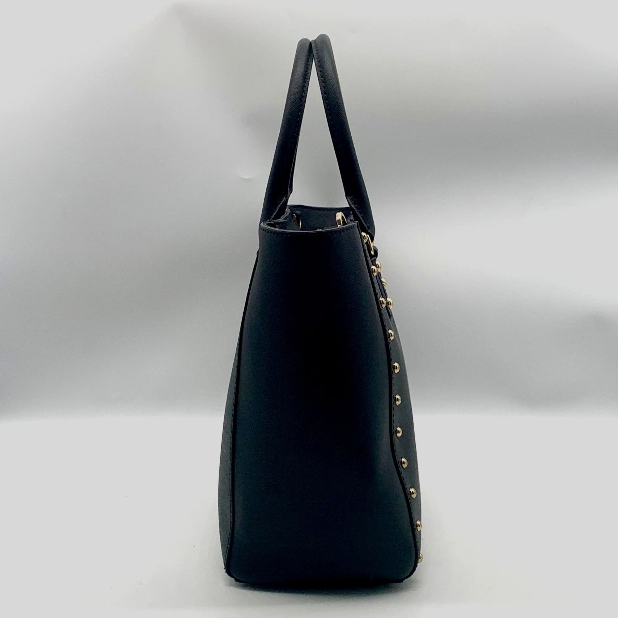 Michael Kors Black Saffiano Leather Studded Sandrine Tote