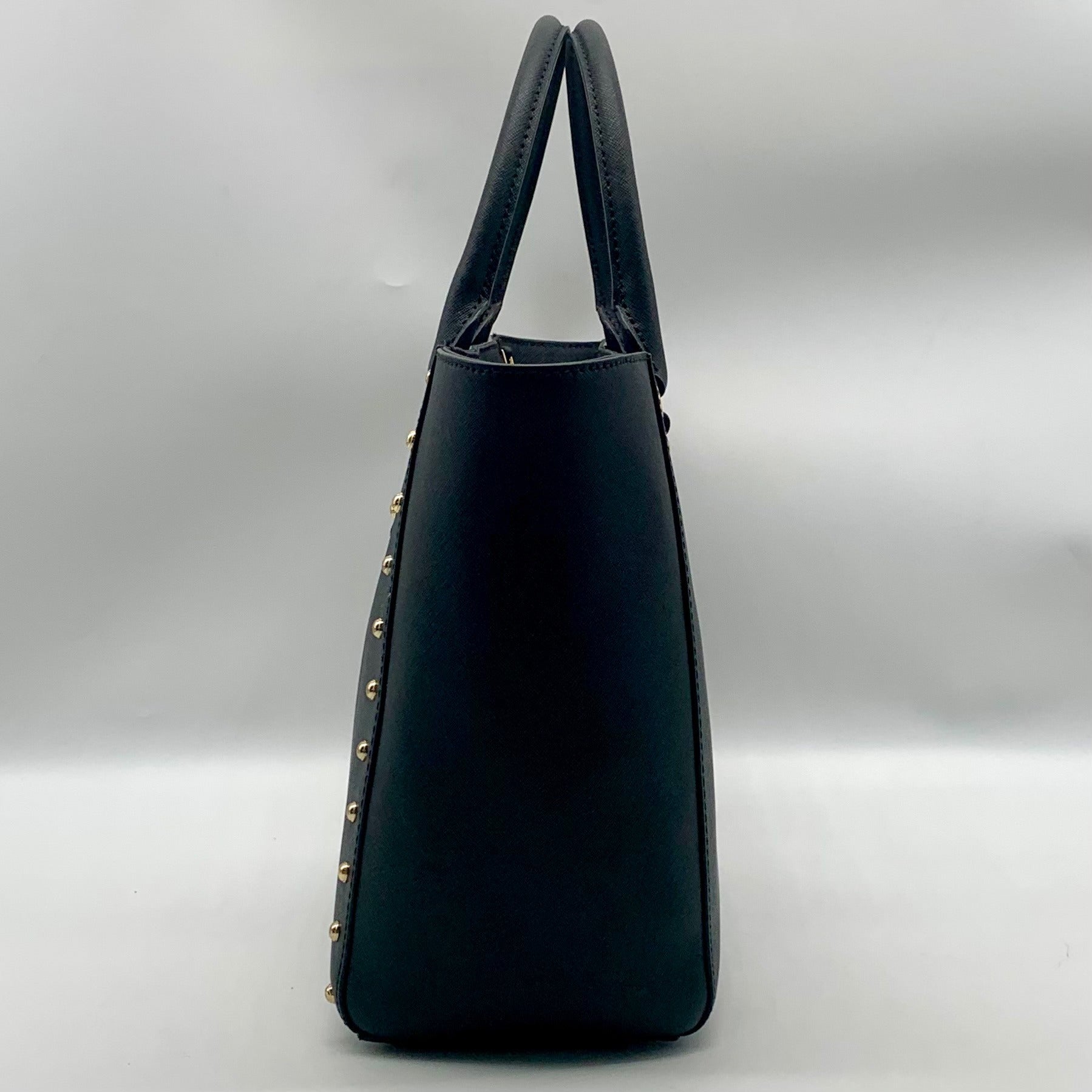 Michael Kors Black Saffiano Leather Studded Sandrine Tote