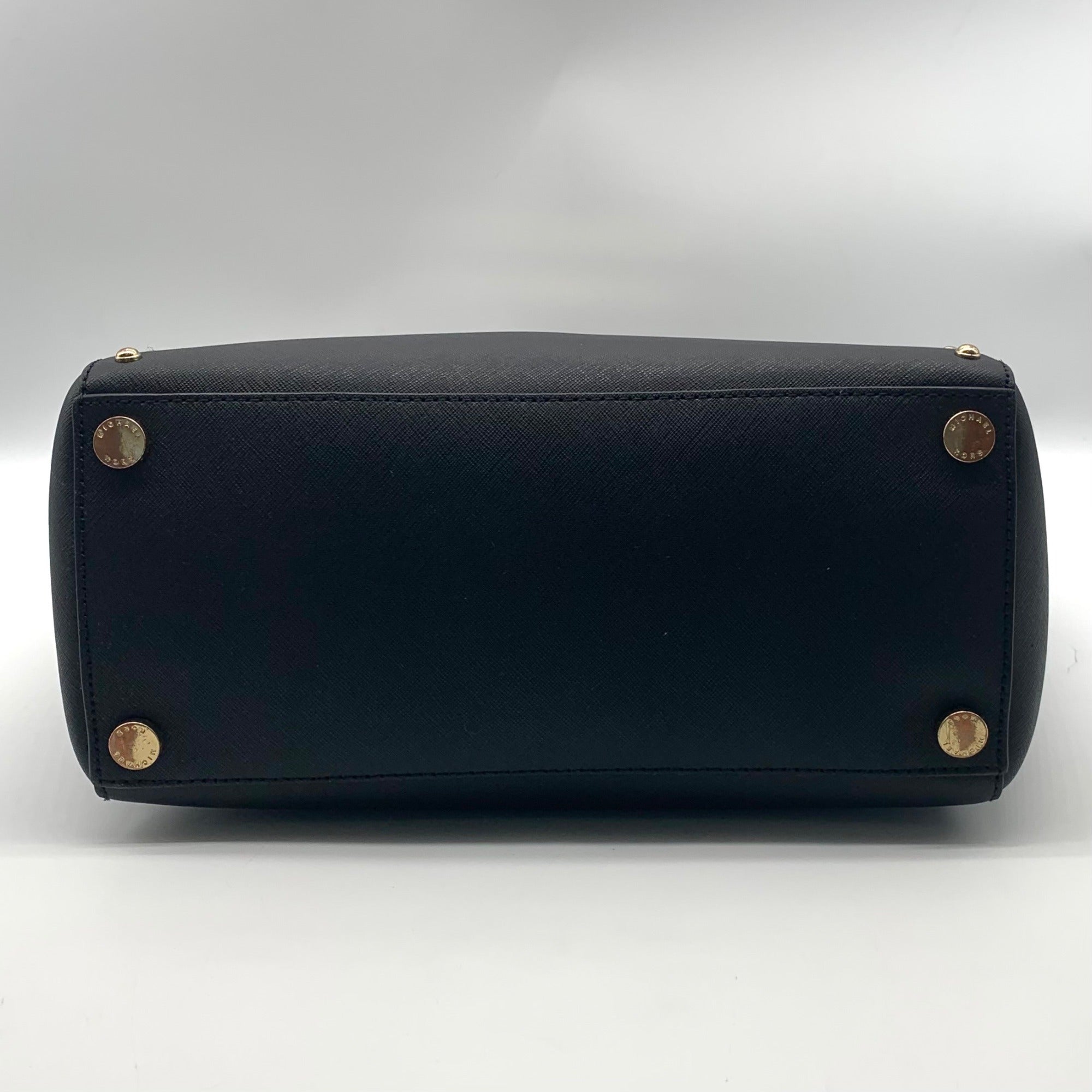 Michael Kors Black Saffiano Leather Studded Sandrine Tote