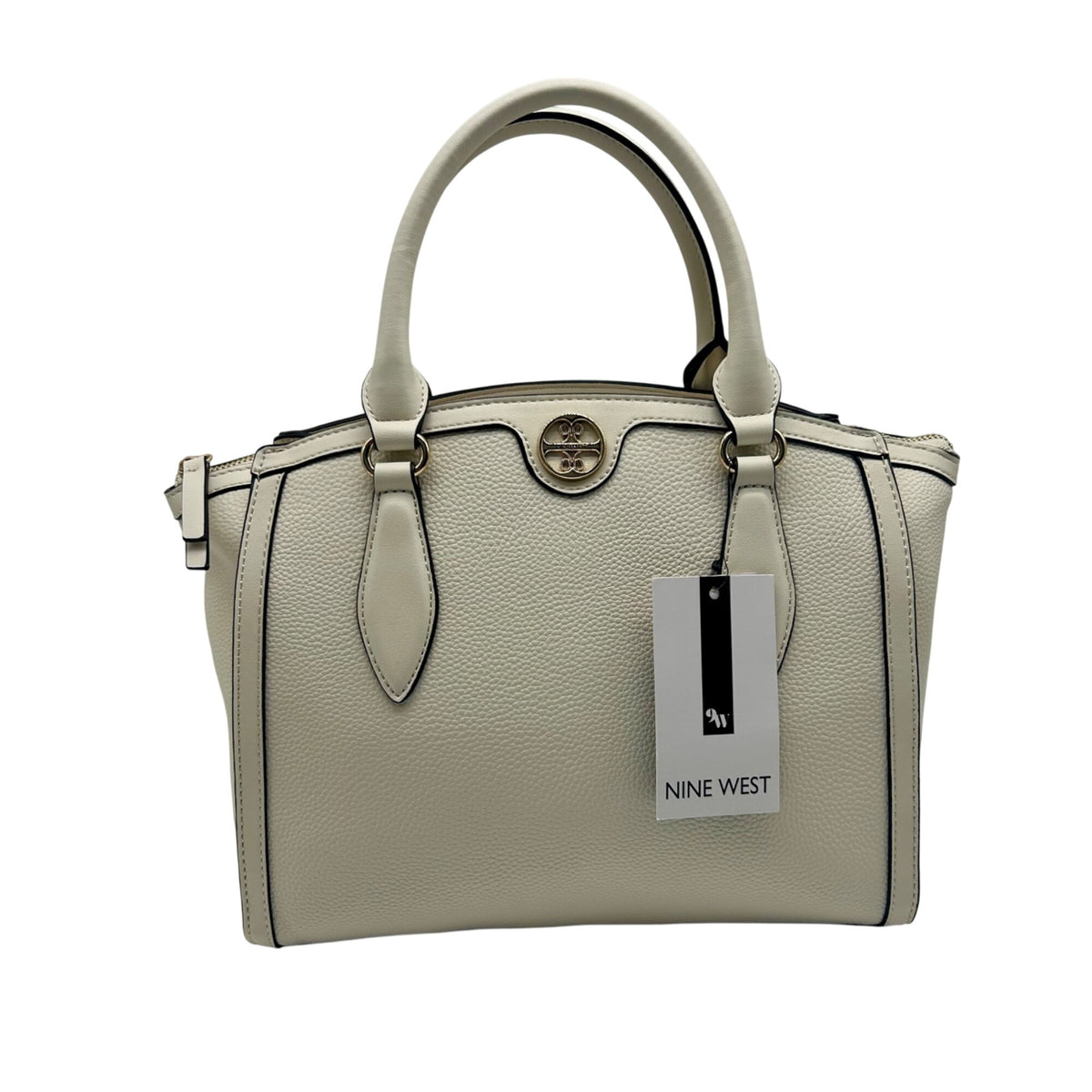 Nine West Ivory Faux Leather Kyelle Medium Jet Set Satchel Bag