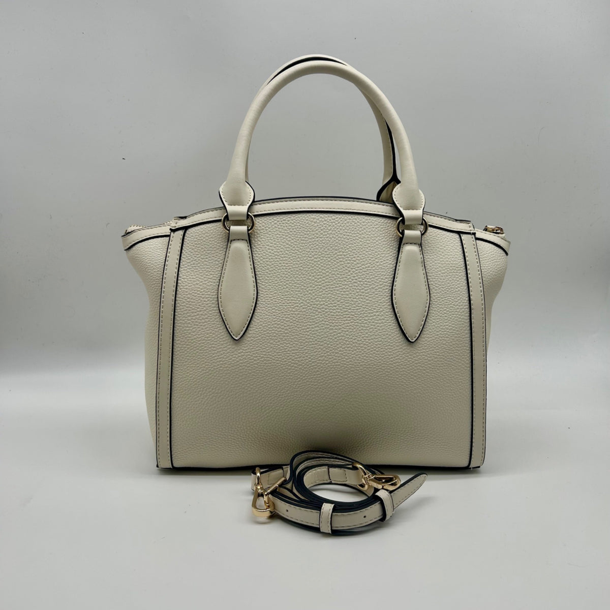 Nine West Ivory Faux Leather Kyelle Medium Jet Set Satchel Bag