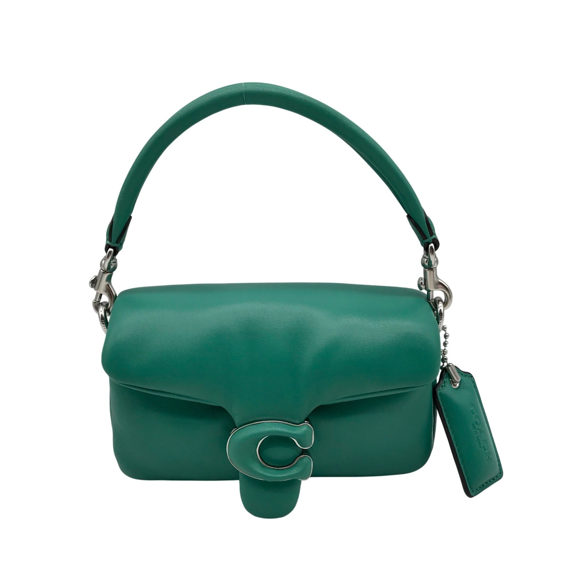 Coach Teal Leather Tabby 18 Pillow Shoulder Bag C3880