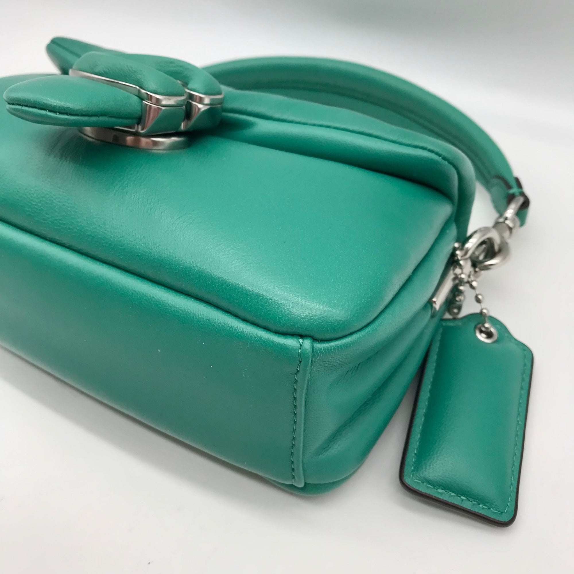 Coach Teal Leather Tabby 18 Pillow Shoulder Bag C3880