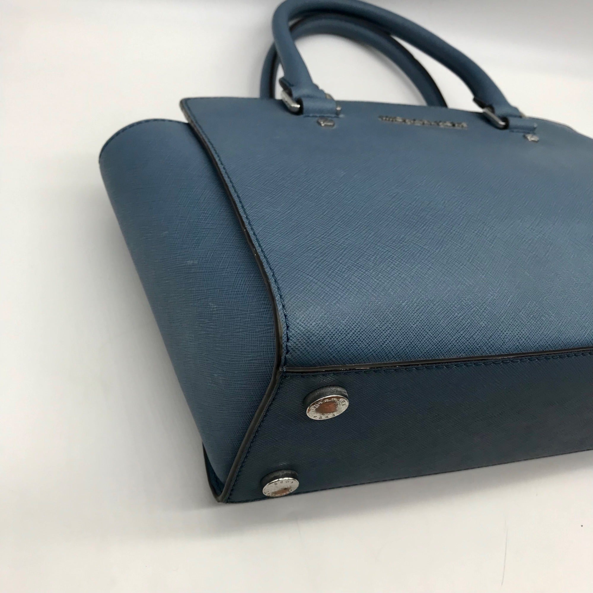 Michael Kors Blue Saffiano Leather Selma Satchel