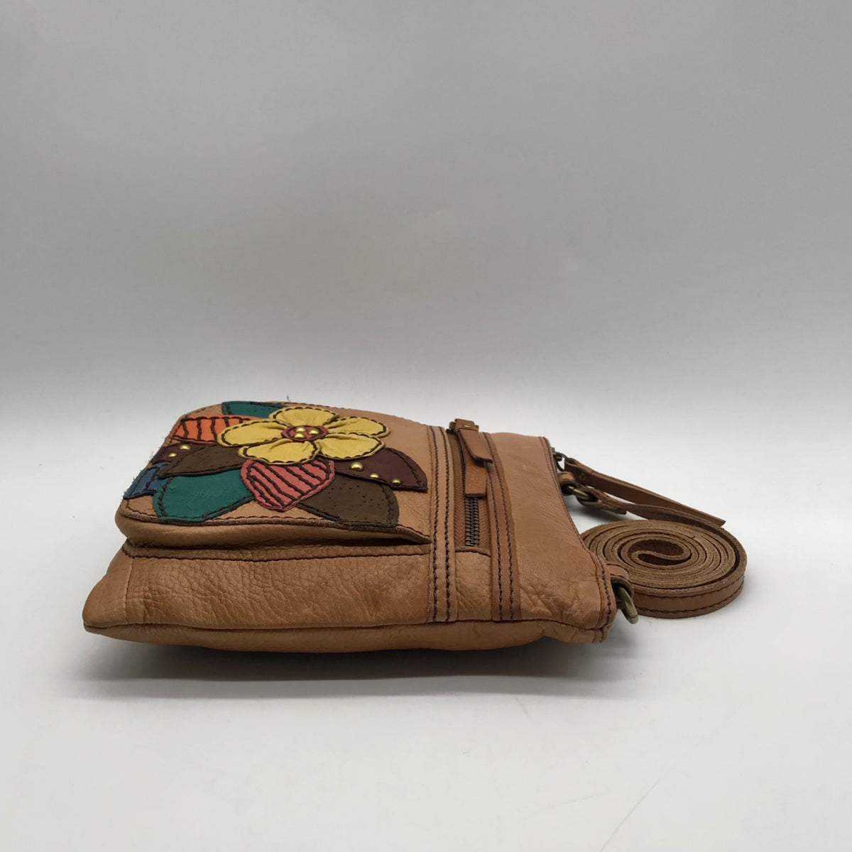 Fossil Tan Leather Crossbody Bag