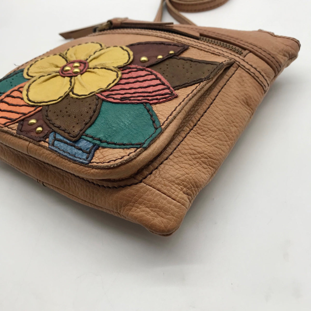 Fossil Tan Leather Crossbody Bag