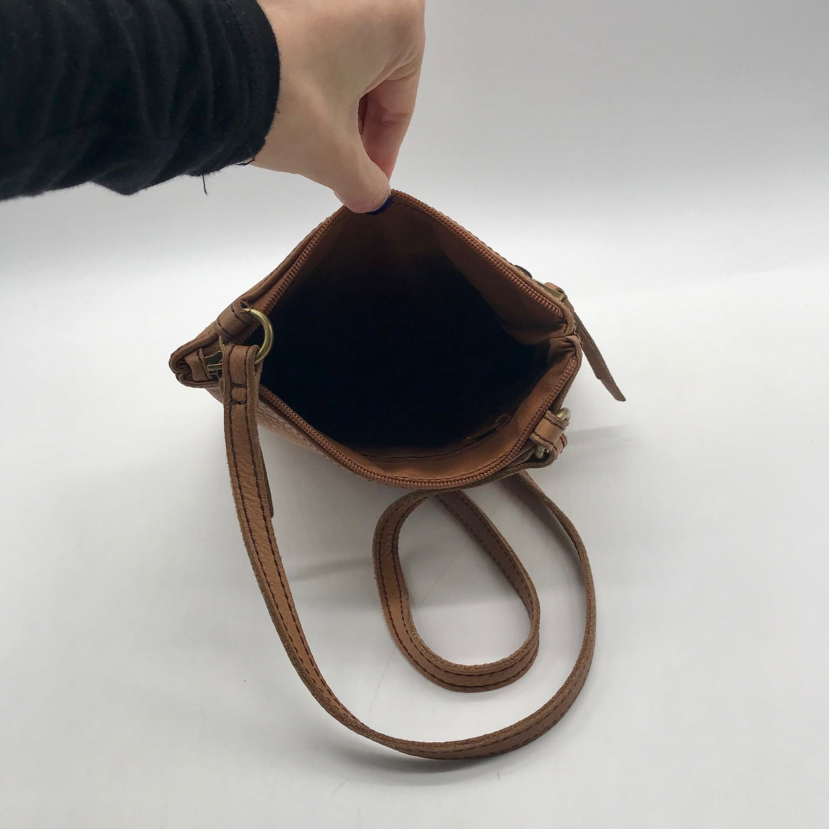 Fossil Tan Leather Crossbody Bag