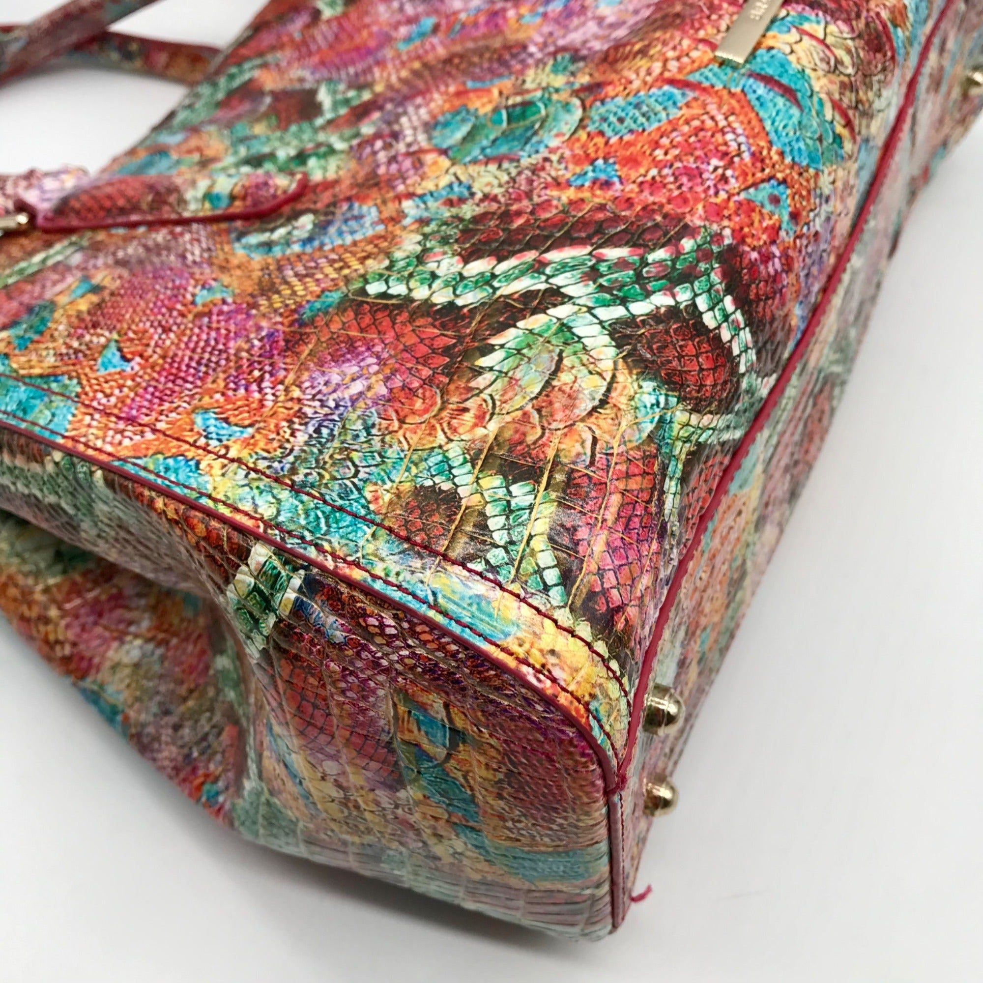 Brahmin Multicolor Croc Embossed Leather Finley Convertible Satchel