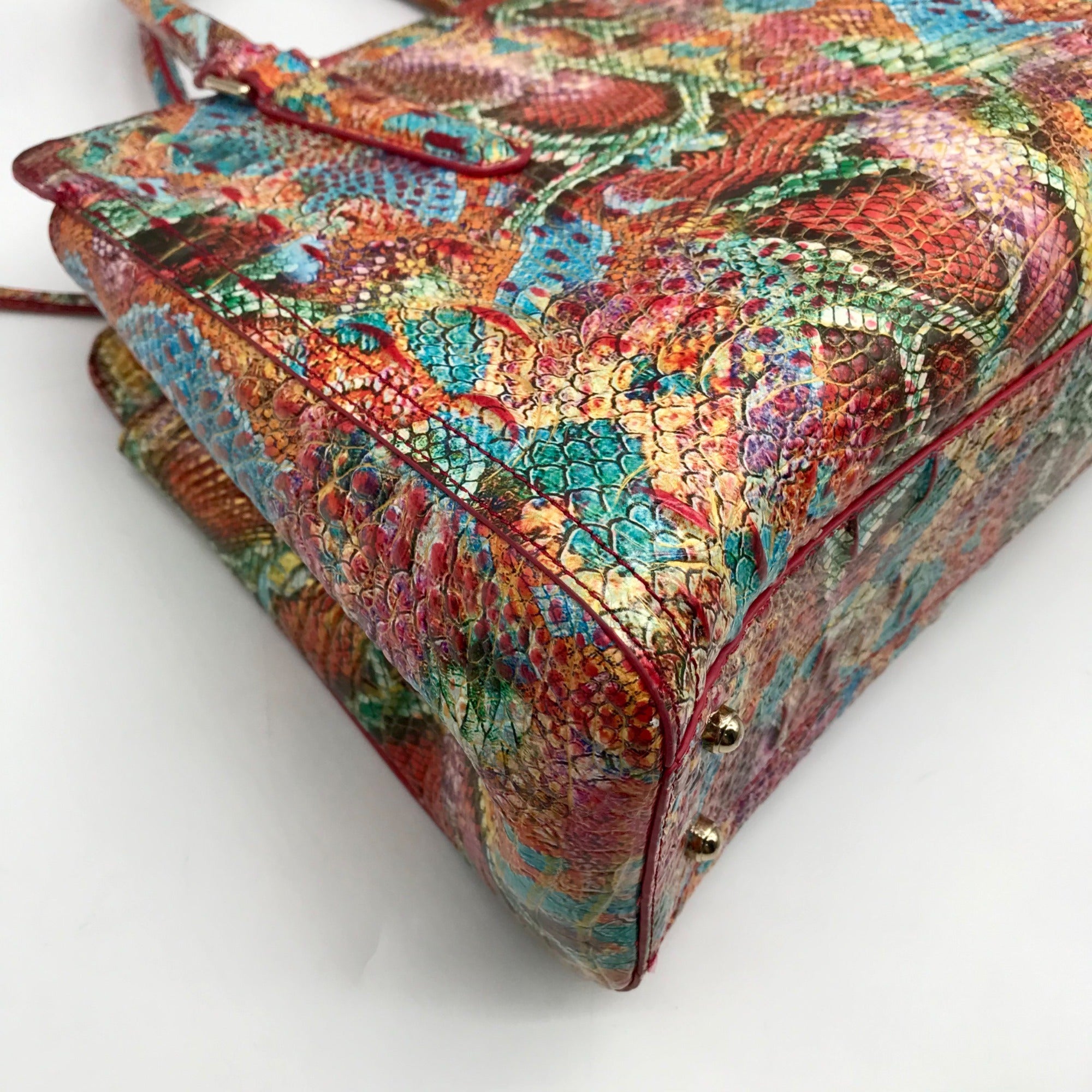 Brahmin Multicolor Croc Embossed Leather Finley Convertible Satchel