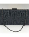 Sondra Roberts Black Beaded Box Clutch