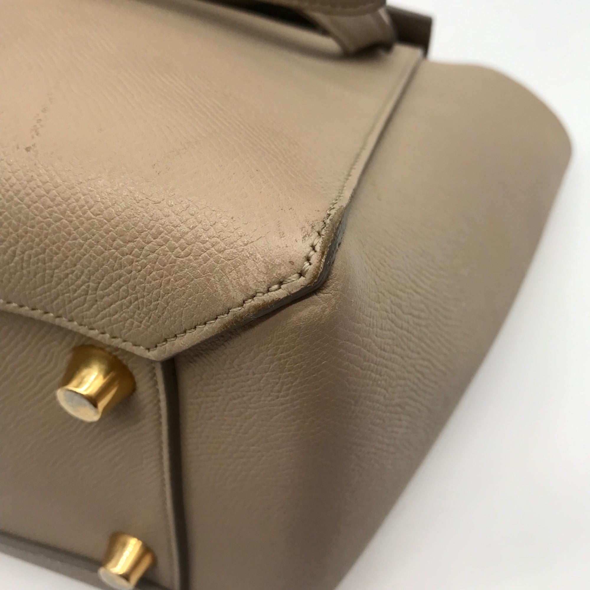 Celine Taupe Grained Calfskin Belt Satchel
