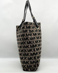 Michael Kors Khaki & Black Logo Print Canvas Jet Set Tote Bag