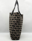 Michael Kors Khaki & Black Logo Print Canvas Jet Set Tote Bag