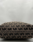 Michael Kors Khaki & Black Logo Print Canvas Jet Set Tote Bag